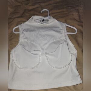 White Sleeveless Mock Neck Top